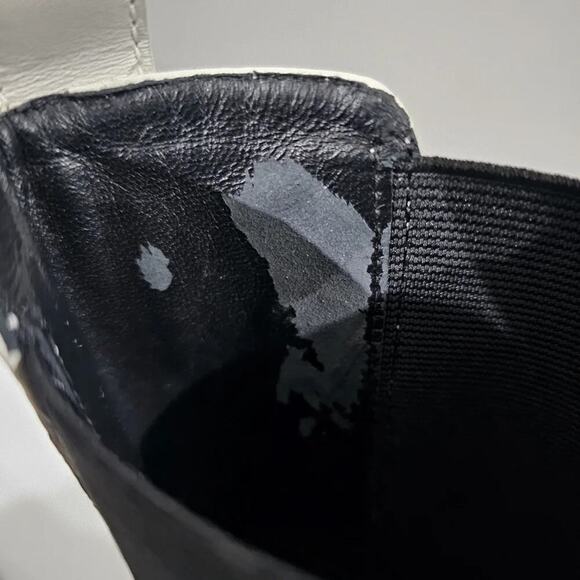 Tory Burch Benton Boot Womens 10.5 Ivory Black Leather Lug Sole Platform Chelsea - Picture 11 of 16